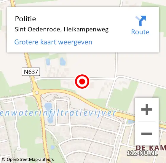 Locatie op kaart van de 112 melding: Politie Sint Oedenrode, Heikampenweg op 3 augustus 2022 07:11