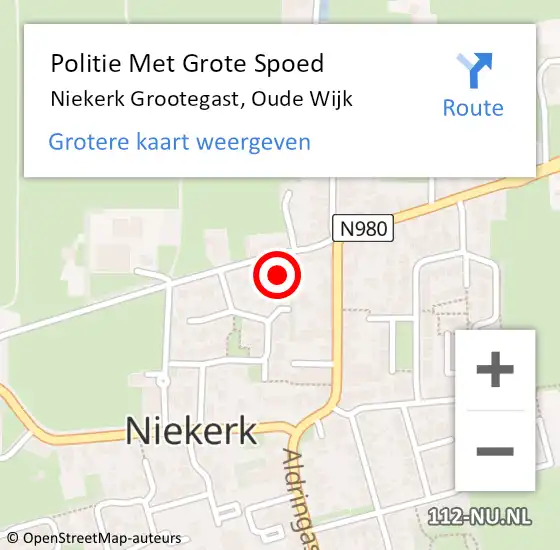 Locatie op kaart van de 112 melding: Politie Met Grote Spoed Naar Niekerk Grootegast, Oude Wijk op 3 augustus 2022 07:23