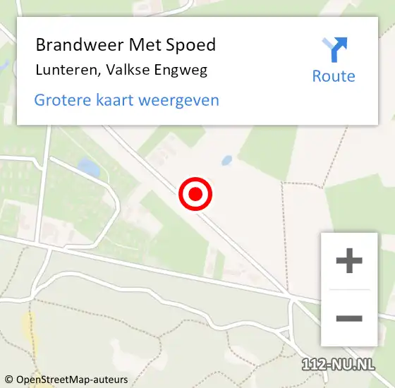 Locatie op kaart van de 112 melding: Brandweer Met Spoed Naar Lunteren, Valkse Engweg op 3 augustus 2022 07:45