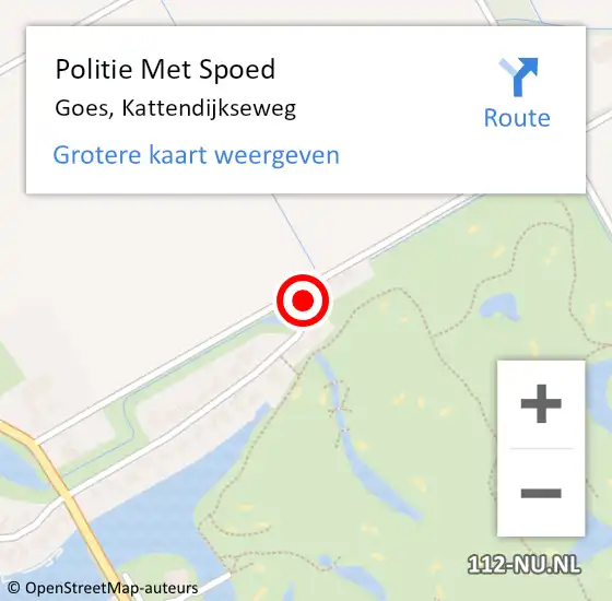 Locatie op kaart van de 112 melding: Politie Met Spoed Naar Goes, Kattendijkseweg op 3 augustus 2022 07:47