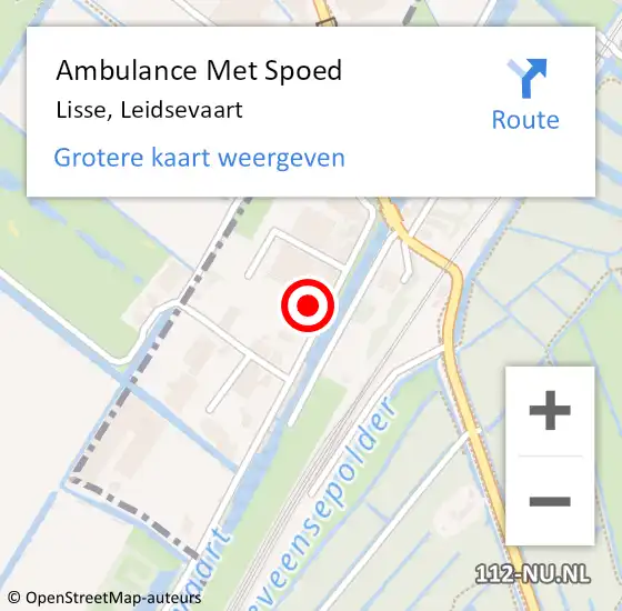 Locatie op kaart van de 112 melding: Ambulance Met Spoed Naar Lisse, Leidsevaart op 3 augustus 2022 07:57