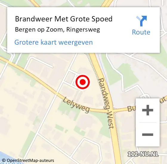 Locatie op kaart van de 112 melding: Brandweer Met Grote Spoed Naar Bergen op Zoom, Ringersweg op 3 augustus 2022 08:08