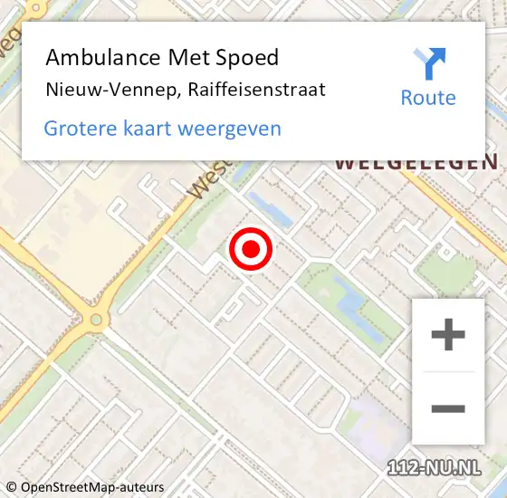 Locatie op kaart van de 112 melding: Ambulance Met Spoed Naar Nieuw-Vennep, Raiffeisenstraat op 3 augustus 2022 08:11