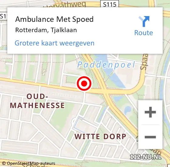 Locatie op kaart van de 112 melding: Ambulance Met Spoed Naar Rotterdam, Tjalklaan op 3 augustus 2022 08:42