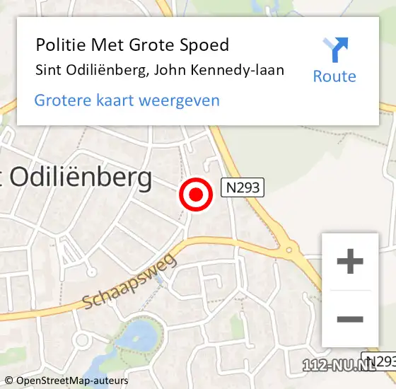 Locatie op kaart van de 112 melding: Politie Met Grote Spoed Naar Sint Odiliënberg, John Kennedy-laan op 3 augustus 2022 08:47