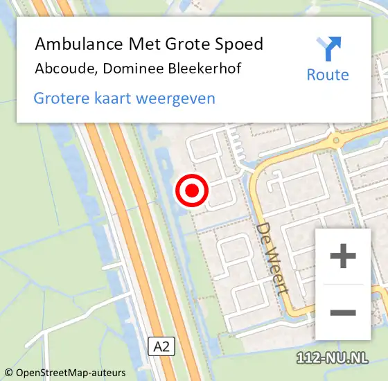 Locatie op kaart van de 112 melding: Ambulance Met Grote Spoed Naar Abcoude, Dominee Bleekerhof op 3 augustus 2022 09:04