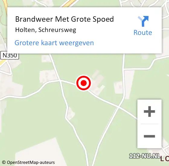 Locatie op kaart van de 112 melding: Brandweer Met Grote Spoed Naar Holten, Schreursweg op 3 augustus 2022 09:05