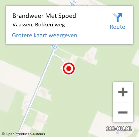 Locatie op kaart van de 112 melding: Brandweer Met Spoed Naar Vaassen, Bokkerijweg op 3 augustus 2022 09:29