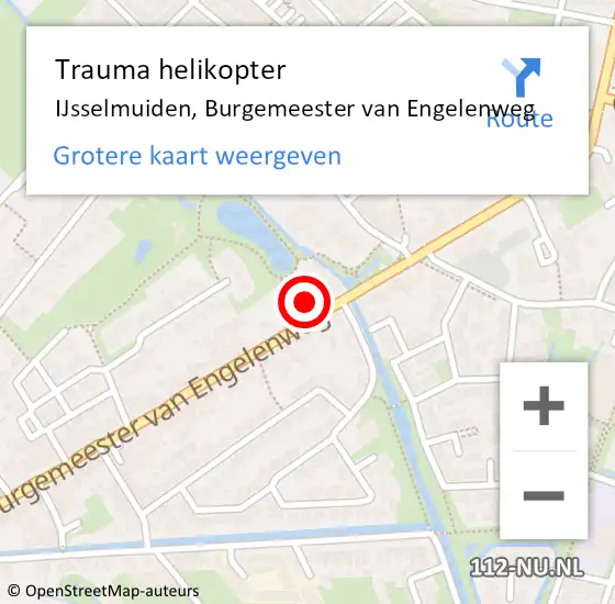 Locatie op kaart van de 112 melding: Trauma helikopter IJsselmuiden, Burgemeester van Engelenweg op 3 augustus 2022 09:29