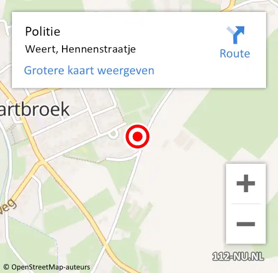 Locatie op kaart van de 112 melding: Politie Weert, Hennenstraatje op 3 augustus 2022 09:35