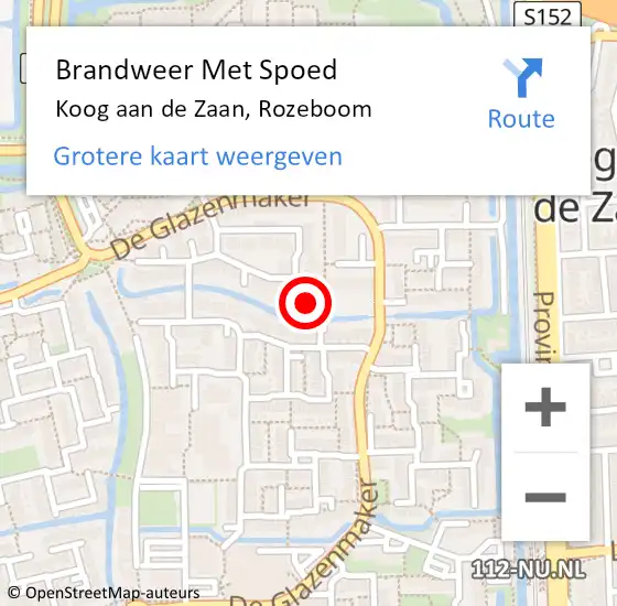 Locatie op kaart van de 112 melding: Brandweer Met Spoed Naar Koog aan de Zaan, Rozeboom op 3 augustus 2022 09:40