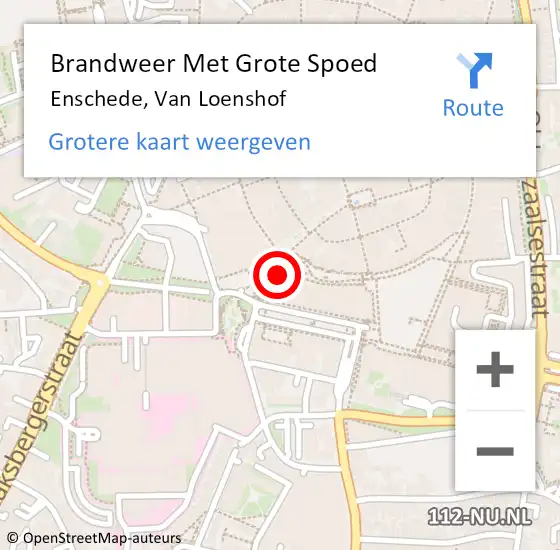 Locatie op kaart van de 112 melding: Brandweer Met Grote Spoed Naar Enschede, Van Loenshof op 3 augustus 2022 10:17