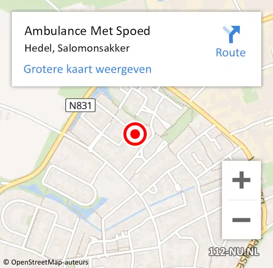 Locatie op kaart van de 112 melding: Ambulance Met Spoed Naar Hedel, Salomonsakker op 3 augustus 2022 10:26