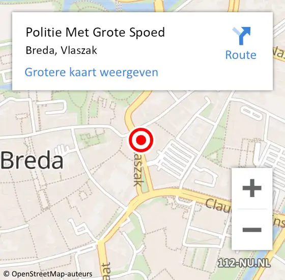 Locatie op kaart van de 112 melding: Politie Met Grote Spoed Naar Breda, Vlaszak op 3 augustus 2022 10:31