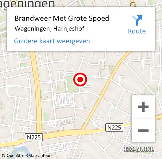 Locatie op kaart van de 112 melding: Brandweer Met Grote Spoed Naar Wageningen, Harnjeshof op 3 augustus 2022 10:38