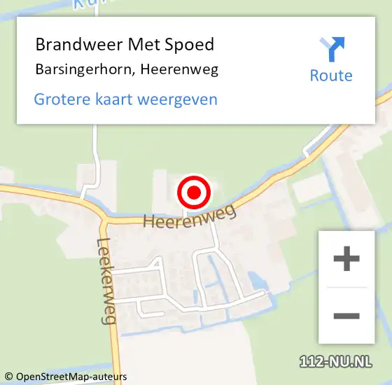 Locatie op kaart van de 112 melding: Brandweer Met Spoed Naar Barsingerhorn, Heerenweg op 3 augustus 2022 11:03