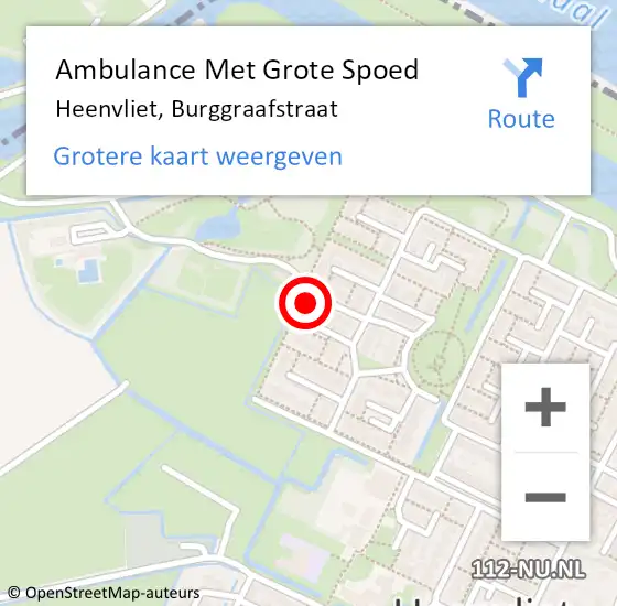 Locatie op kaart van de 112 melding: Ambulance Met Grote Spoed Naar Heenvliet, Burggraafstraat op 3 augustus 2022 11:06