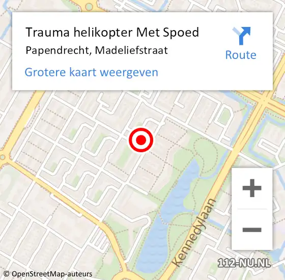 Locatie op kaart van de 112 melding: Trauma helikopter Met Spoed Naar Papendrecht, Madeliefstraat op 3 augustus 2022 11:11