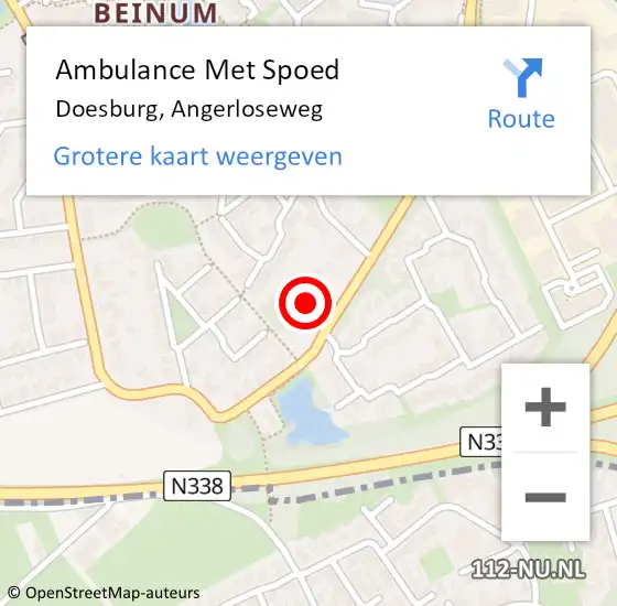 Locatie op kaart van de 112 melding: Ambulance Met Spoed Naar Doesburg, Angerloseweg op 3 augustus 2022 11:11