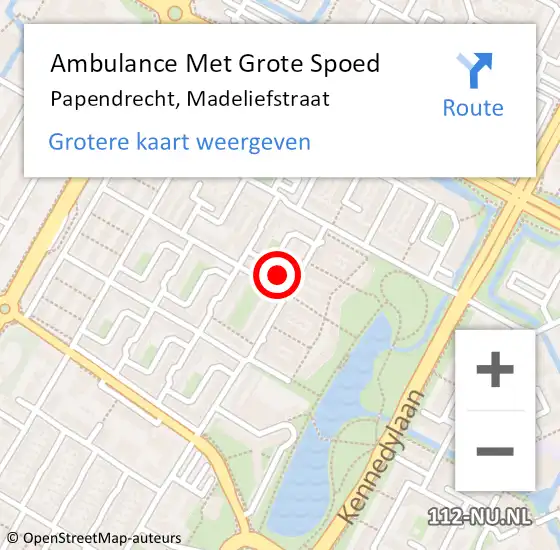 Locatie op kaart van de 112 melding: Ambulance Met Grote Spoed Naar Papendrecht, Madeliefstraat op 3 augustus 2022 11:16