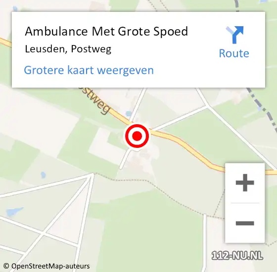 Locatie op kaart van de 112 melding: Ambulance Met Grote Spoed Naar Leusden, Postweg op 3 augustus 2022 11:16