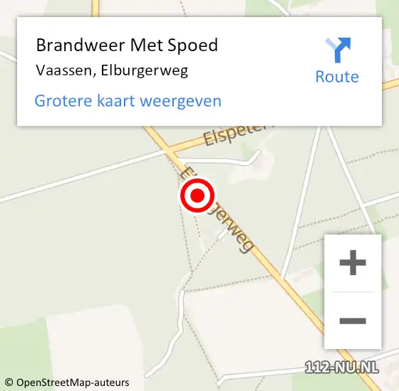 Locatie op kaart van de 112 melding: Brandweer Met Spoed Naar Vaassen, Elburgerweg op 3 augustus 2022 11:30