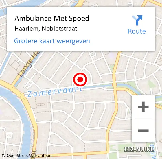 Locatie op kaart van de 112 melding: Ambulance Met Spoed Naar Haarlem, Nobletstraat op 3 augustus 2022 11:32