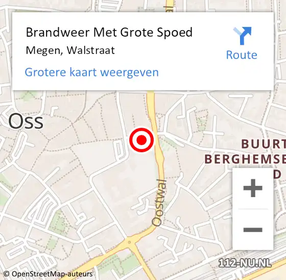 Locatie op kaart van de 112 melding: Brandweer Met Grote Spoed Naar Megen, Walstraat op 3 augustus 2022 11:40