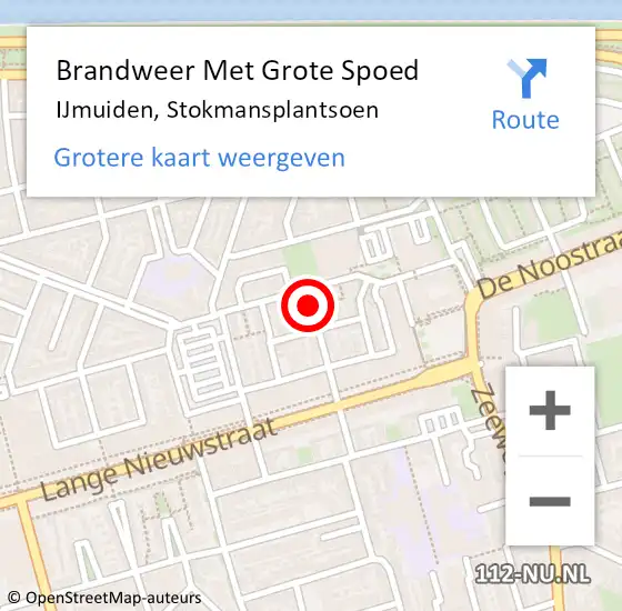 Locatie op kaart van de 112 melding: Brandweer Met Grote Spoed Naar IJmuiden, Stokmansplantsoen op 3 augustus 2022 11:51