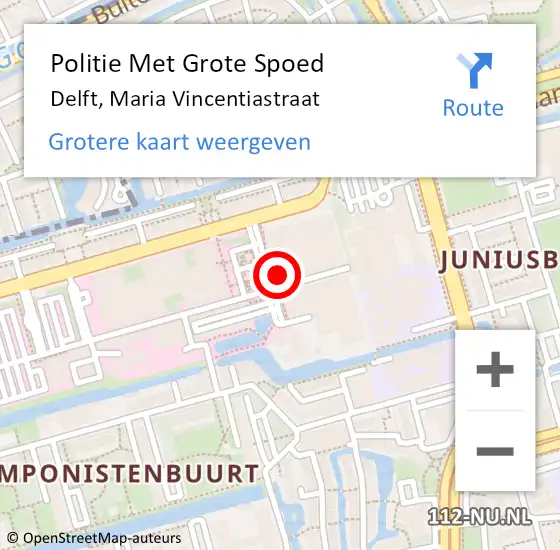 Locatie op kaart van de 112 melding: Politie Met Grote Spoed Naar Delft, Maria Vincentiastraat op 3 augustus 2022 11:59