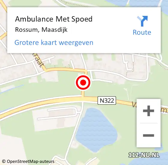 Locatie op kaart van de 112 melding: Ambulance Met Spoed Naar Rossum, Maasdijk op 3 augustus 2022 12:17