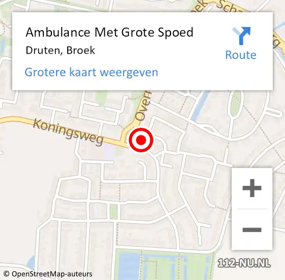 Locatie op kaart van de 112 melding: Ambulance Met Grote Spoed Naar Druten, Broek op 3 augustus 2022 12:23