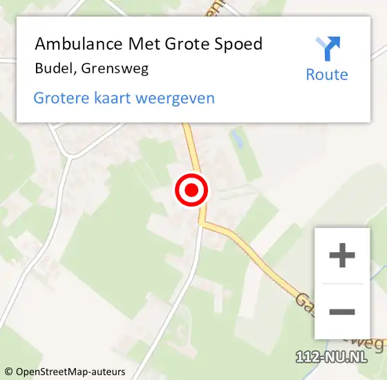 Locatie op kaart van de 112 melding: Ambulance Met Grote Spoed Naar Budel, Grensweg op 3 augustus 2022 12:29