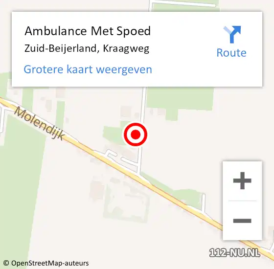 Locatie op kaart van de 112 melding: Ambulance Met Spoed Naar Zuid-Beijerland, Kraagweg op 3 augustus 2022 12:31