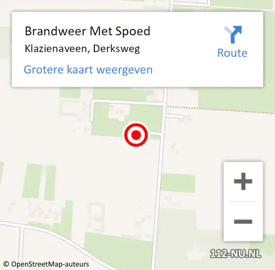 Locatie op kaart van de 112 melding: Brandweer Met Spoed Naar Klazienaveen, Derksweg op 3 augustus 2022 12:47