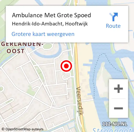 Locatie op kaart van de 112 melding: Ambulance Met Grote Spoed Naar Hendrik-Ido-Ambacht, Hooftwijk op 3 augustus 2022 13:33