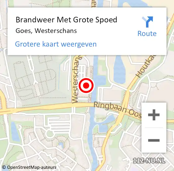 Locatie op kaart van de 112 melding: Brandweer Met Grote Spoed Naar Goes, Westerschans op 3 augustus 2022 13:39