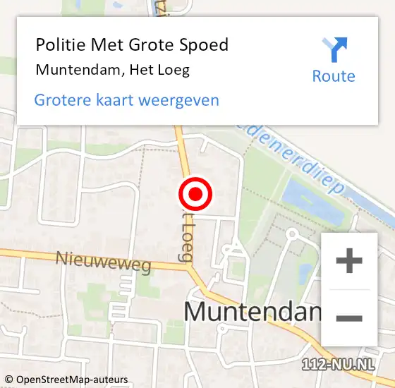 Locatie op kaart van de 112 melding: Politie Met Grote Spoed Naar Muntendam, Het Loeg op 3 augustus 2022 13:42