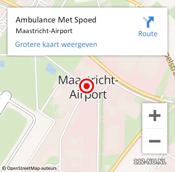 Locatie op kaart van de 112 melding: Ambulance Met Spoed Naar Maastricht-Airport op 3 augustus 2022 13:44