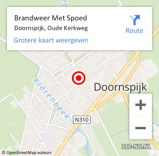 Locatie op kaart van de 112 melding: Brandweer Met Spoed Naar Doornspijk, Oude Kerkweg op 3 augustus 2022 13:58