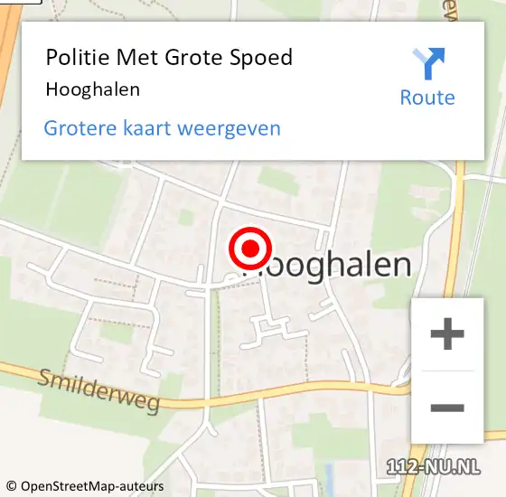 Locatie op kaart van de 112 melding: Politie Met Grote Spoed Naar Hooghalen op 3 augustus 2022 14:14