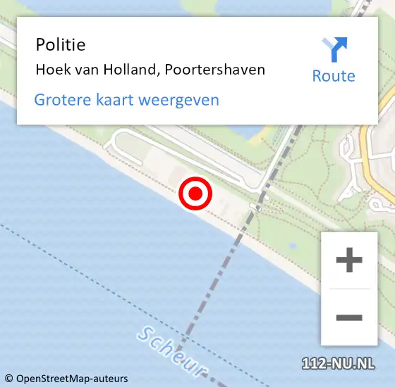 Locatie op kaart van de 112 melding: Politie Hoek van Holland, Poortershaven op 3 augustus 2022 14:24