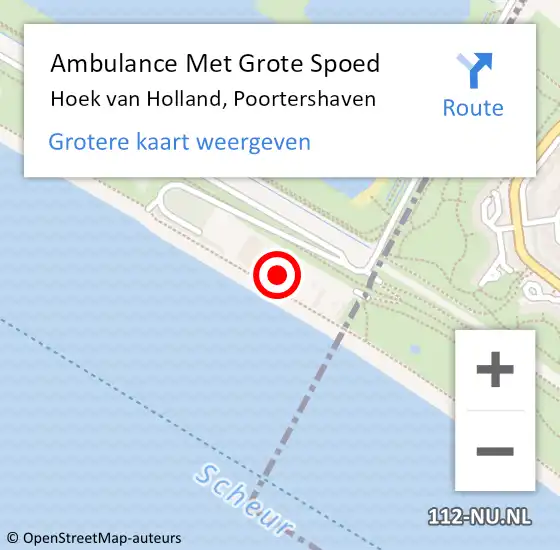 Locatie op kaart van de 112 melding: Ambulance Met Grote Spoed Naar Hoek van Holland, Poortershaven op 3 augustus 2022 14:24