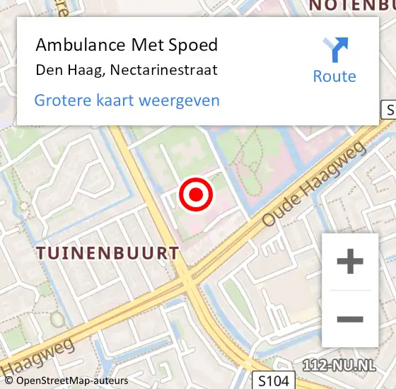 Locatie op kaart van de 112 melding: Ambulance Met Spoed Naar Den Haag, Nectarinestraat op 3 augustus 2022 14:25