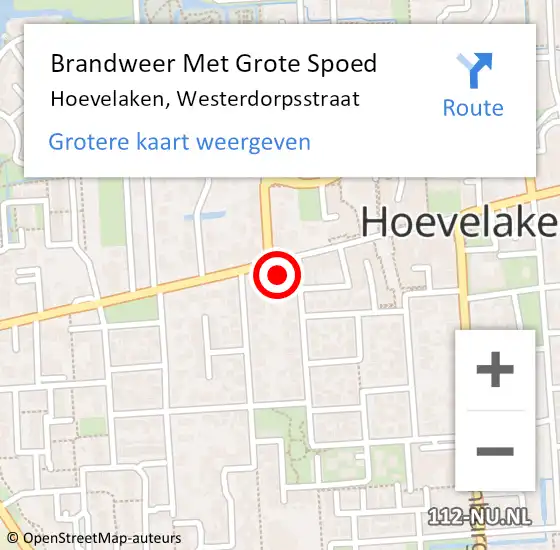 Locatie op kaart van de 112 melding: Brandweer Met Grote Spoed Naar Hoevelaken, Westerdorpsstraat op 3 augustus 2022 14:33