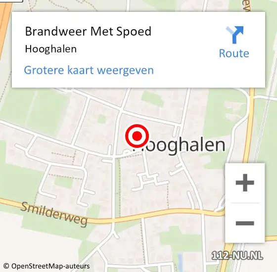 Locatie op kaart van de 112 melding: Brandweer Met Spoed Naar Hooghalen op 3 augustus 2022 14:45