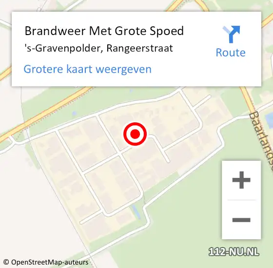 Locatie op kaart van de 112 melding: Brandweer Met Grote Spoed Naar 's-Gravenpolder, Rangeerstraat op 3 augustus 2022 14:50