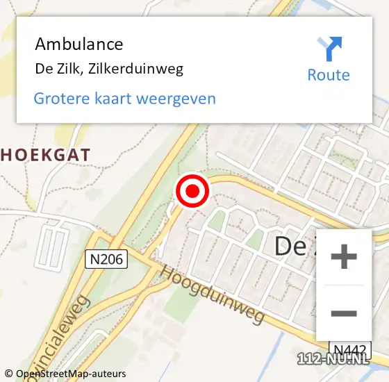 Locatie op kaart van de 112 melding: Ambulance De Zilk, Zilkerduinweg op 25 juli 2014 09:03