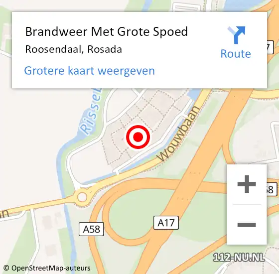 Locatie op kaart van de 112 melding: Brandweer Met Grote Spoed Naar Roosendaal, Rosada op 3 augustus 2022 15:00
