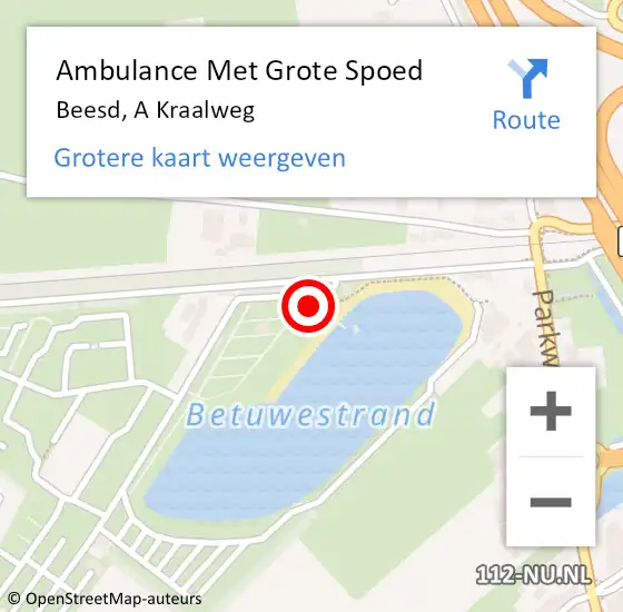 Locatie op kaart van de 112 melding: Ambulance Met Grote Spoed Naar Beesd, A. Kraalweg op 3 augustus 2022 15:03